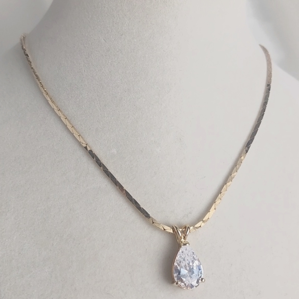 Vargas H.G.E. Faux Diamond Tear Drop Necklace Vintage 1940's 17 Inches - Picture 11 of 11